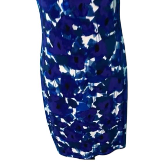 Ivanka Trump Dress Womens L Blue Floral Sleeveless Shift Chain Link Straps Event - Picture 3 of 7